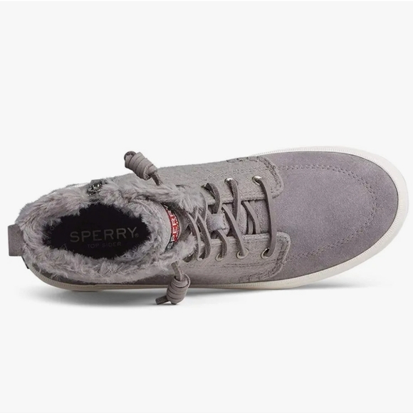 Sperry Quilted Fur-Lined High-Tops Sneakers Zip Lace Up Wool - Picture 16 of 17